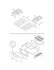 Top/drawer Diagram and Parts List for 79073232310  Kenmore Range