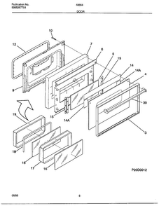 Door Diagram and Parts List for 486647B  Frigidaire Range