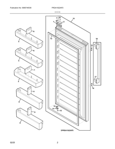 Door Diagram and Parts List for PRDA1922AF0  Frigidaire Refrigerator