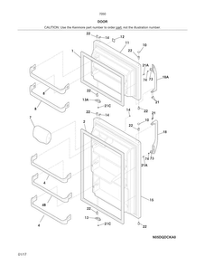 Doors Diagram and Parts List for 25370503411  Kenmore Refrigerator