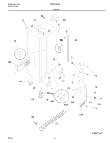 Cabinet Diagram and Parts List for MRS26LGJW1  Frigidaire Refrigerator