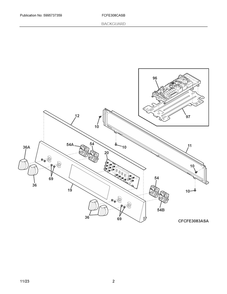 Backguard Diagram and Parts List for FCFE308CASB  Frigidaire Range