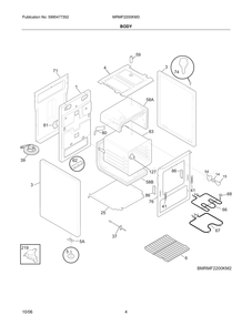 Body Diagram and Parts List for MRMF2200KM3  Frigidaire Range