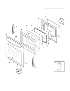 Door Diagram and Parts List for FGGF3054MBB  Frigidaire Range