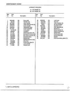 Upright Freezer Page 2 Diagram and Parts List for 49259B  Frigidaire Freezer