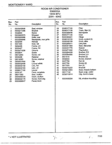 Room Air Conditioner Page 2 Diagram and Parts List for 5368000A  Frigidaire Air Conditioner