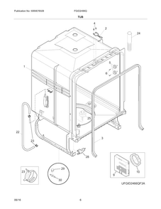 Tub Diagram and Parts List for FGID2466QB5A  Frigidaire Dishwasher