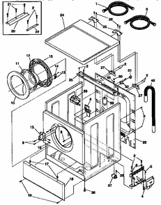Cabinet, Door And Top Diagram and Parts List for FWT445GE  Frigidaire Washer