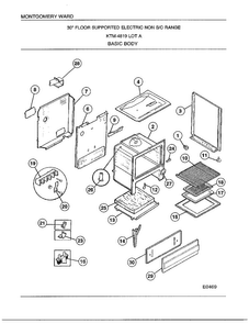 Basic Body Diagram and Parts List for 4819A  Frigidaire Range