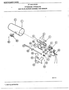 Gas Valve/burner Assembly And Sensor Diagram and Parts List for 8308-80B  Frigidaire Dryer