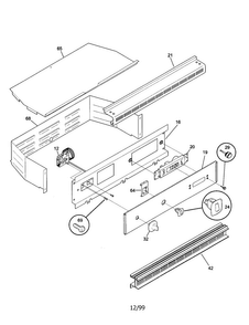 Control Panel Diagram and Parts List for TGB500CGB1  Frigidaire Wall Oven