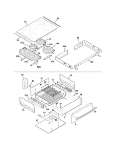Top/drawer Diagram and Parts List for CPES3085KF6  Frigidaire Range