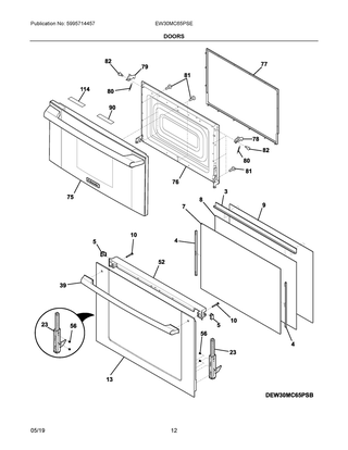 Doors Diagram and Parts List for EW30MC65PSE  Frigidaire Wall Oven