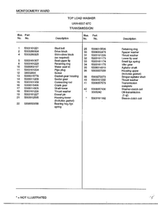 Transmission Page 2 Diagram and Parts List for 6507-87C  Frigidaire Washer