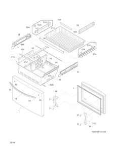 Freezer Drawer/baskets Diagram and Parts List for 25370412413  Kenmore Refrigerator