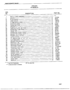 Freezer Page 4 Diagram and Parts List for 49258-7A  Frigidaire Freezer