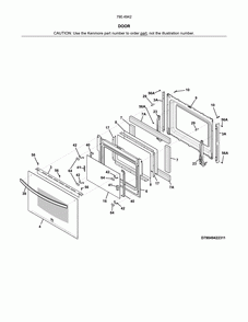 Door Diagram and Parts List for 79049429315  Kenmore Wall Oven
