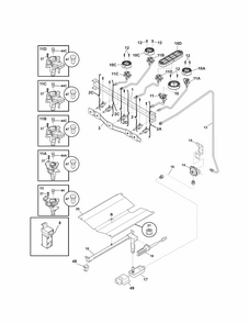 Burner Diagram and Parts List for 79070613210  Kenmore Range
