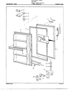 Door Diagram and Parts List for 44668-OA  Frigidaire Freezer