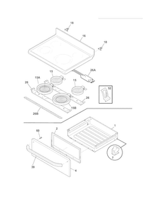 Top/drawer Diagram and Parts List for BKEF3048LSK  Frigidaire Range