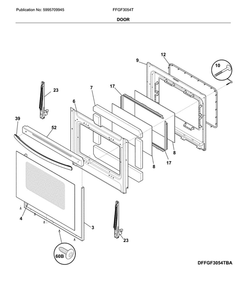 Door Diagram and Parts List for FFGF3054TBD  Frigidaire Range