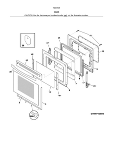 Door Diagram and Parts List for 79095059312  Kenmore Range