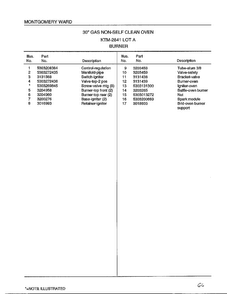 Burner Page 2 Diagram and Parts List for 2841A  Frigidaire Range