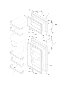 Doors Diagram and Parts List for FFTR1814LBB  Frigidaire Refrigerator