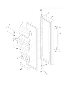 Refrigerator Door Diagram and Parts List for FPHC2398LF4  Frigidaire Refrigerator