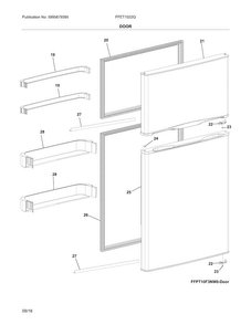 Door Diagram and Parts List for FFET1022QS0  Frigidaire Refrigerator
