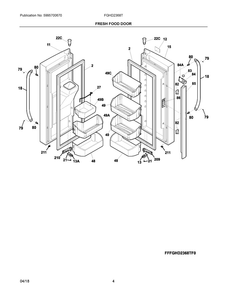 Fresh Food Door Diagram and Parts List for FGHD2368TF0  Frigidaire Refrigerator
