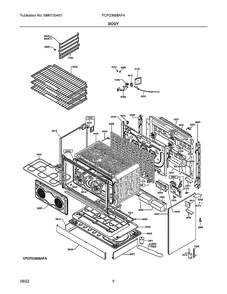 Body Diagram and Parts List for PCFD3668AFA  Frigidaire Range