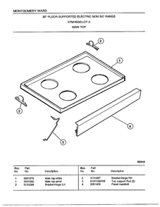 30" Range/main Top Diagram and Parts List for 4530A  Frigidaire Range
