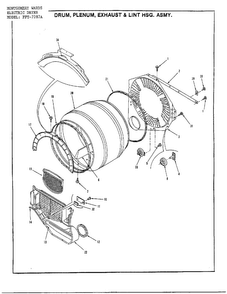 Drum/plenum/exhaust/lint Hsg. Assy Diagram and Parts List for 7287A  Frigidaire Dryer