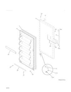 Door Diagram and Parts List for 25322742410  Kenmore Freezer