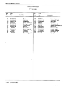 Upright Freezer Page 4 Diagram and Parts List for 43159A  Frigidaire Freezer
