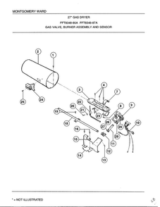Gas Valve/burner Assembly And Sensor Diagram and Parts List for 8348A  Frigidaire Dryer