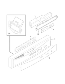 Control Panel Diagram and Parts List for KABD2406NW0A  Kelvinator Dishwasher