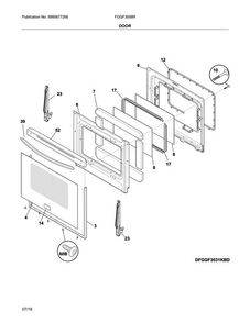 Door Diagram and Parts List for FGGF3058RWB  Frigidaire Range