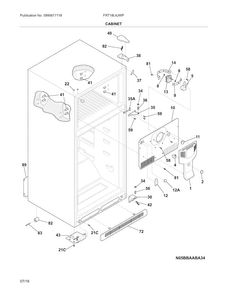 Cabinet Diagram and Parts List for FRT18L4JWP  Frigidaire Refrigerator
