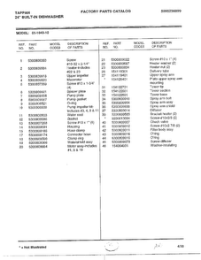 Parts List Diagram and Parts List for 61-1043-10  Frigidaire Dishwasher