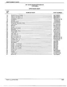 30" Over/under Upper Basic Body Page 2 Diagram and Parts List for 3488A  Frigidaire Range
