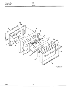 Door Diagram and Parts List for 285847C  Frigidaire Range