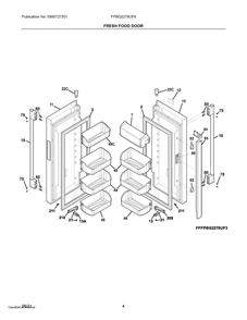 Fresh Food Door Diagram and Parts List for FPBG2278UF6  Frigidaire Refrigerator