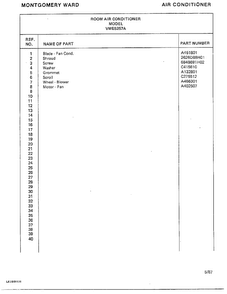 Air Conditioner Page 6 Diagram and Parts List for 5257A  Frigidaire Air Conditioner