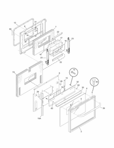 Door Diagram and Parts List for 79090152307  Kenmore Range