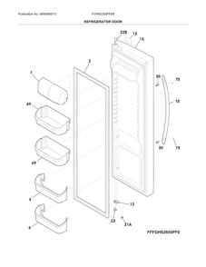 Refrigerator Door Diagram and Parts List for FGHS2355PF6B  Frigidaire Refrigerator