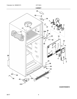 03 - CABINET Diagram and Parts List for CRT182IQB8B  Frigidaire Refrigerator