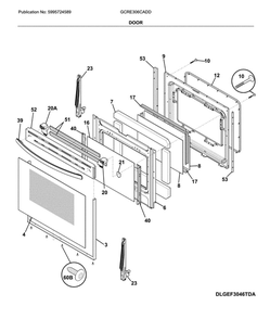 Door Diagram and Parts List for GCRE306CADD  Frigidaire Range