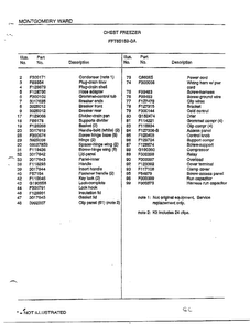 Chest Freezer Page 2 Diagram and Parts List for 85159-0A  Frigidaire Freezer